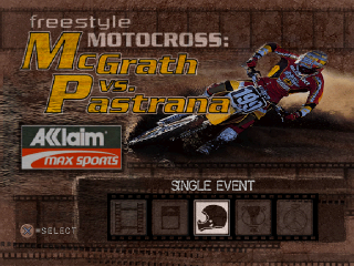 Freestyle Motocross McGrath vs. Pastrana title screen for Playstation